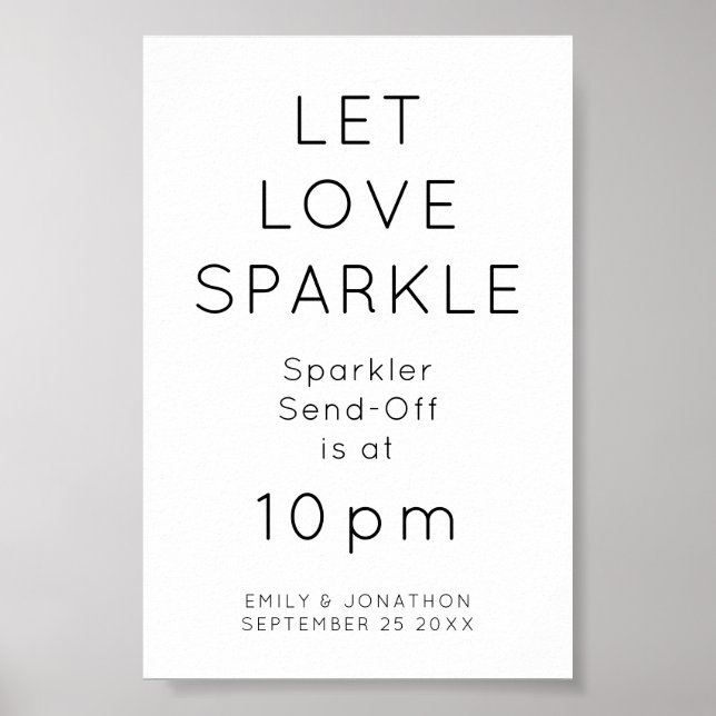 Poster Sinal de Casamento de Horário de Sparkle do Amor (Frente)