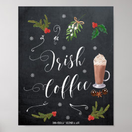 Poster Sinal de casamento de inverno de café irlandês