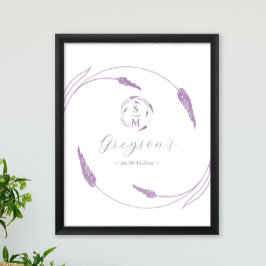 Poster Sinal de casamento de Lavanda única e manutenção