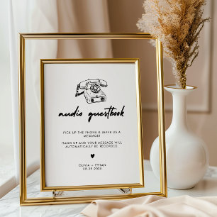 Poster Sinal de Casamento de Livro de Convidado de Áudio