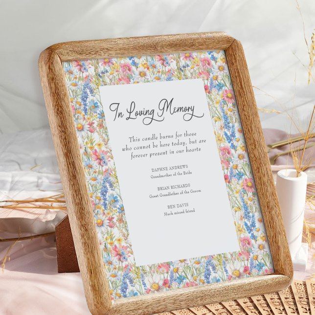 Poster Sinal De Casamento De Memória Do Country Wildflowe (Wedding remembrance sign from the Country Wildflower Wedding Collection by Darling & May)