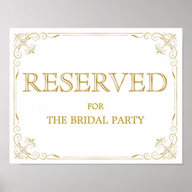 Pôster Sinal de Casamento de Mesa Reservado | Caligrafia  (Frente)
