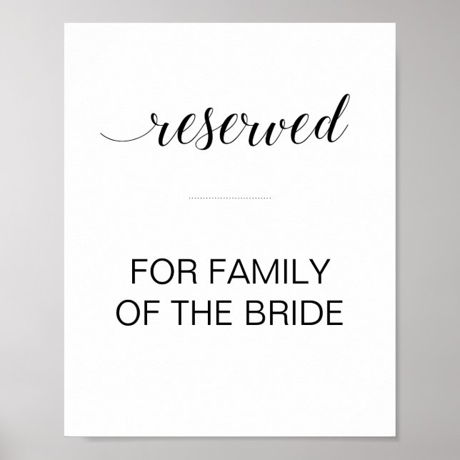 Poster Sinal de Casamento de Mesa Reservado para Script P (Frente)