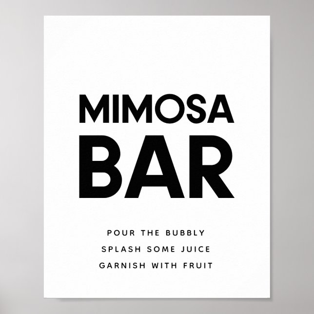 Poster Sinal de casamento de Mimosa bar Mimosa, preto e b (Frente)