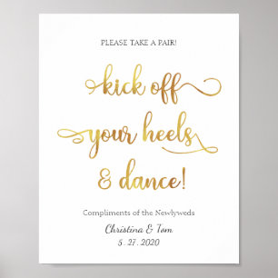 Poster Sinal de Casamento de Ouro "Tirem os calcanhares e