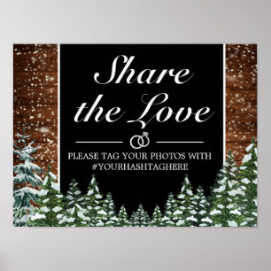 Poster Sinal de Casamento de Pinus e Madeira Negra
