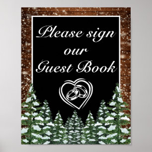 Poster Sinal de Casamento de Pinus e Madeira Negra