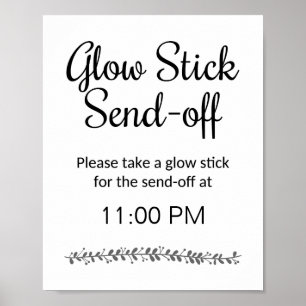 Poster Sinal de Casamento de Recepção do Glow Stick