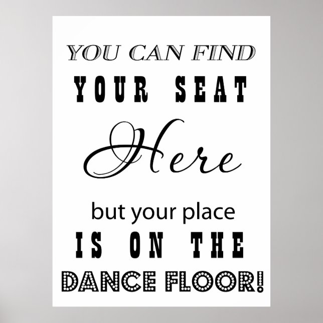 Pôster Sinal de Casamento de Recepção e dança (Frente)