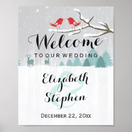 Pôster Sinal de Casamento de Rena Pássaros Terra da Fanta