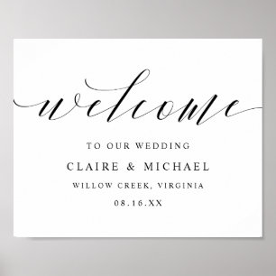 Poster Sinal de Casamento de Script de Caligrafia Simples