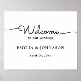 Poster Sinal de Casamento de Script Elegante Minimalista 