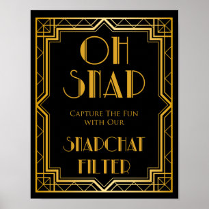 Pôster Sinal de Casamento de Snapchat   Gatsby Art Deco