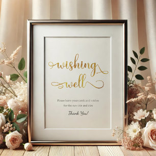 Poster Sinal de casamento de tendências brancas Douradas