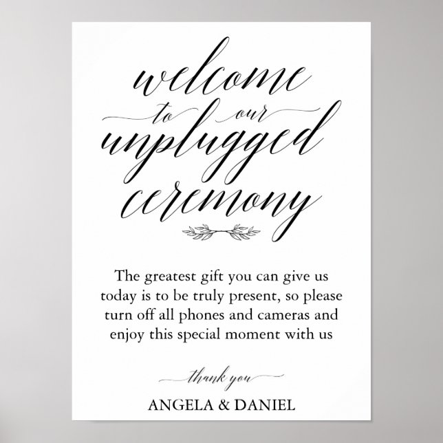 Poster Sinal de Casamento Desconectado do Script de Calig (Frente)