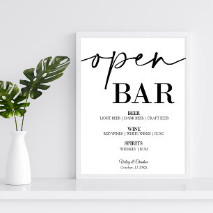 Poster Sinal de casamento do bar aberto 16x20