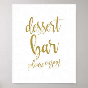 Poster Sinal de casamento do Bar de deserto Dourado 8x10
