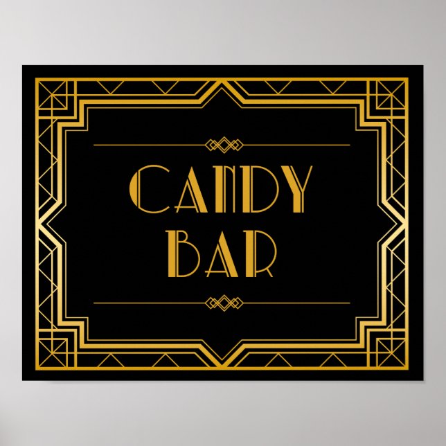 Poster Sinal de casamento do Bar doce | Gatsby Art Deco (Frente)