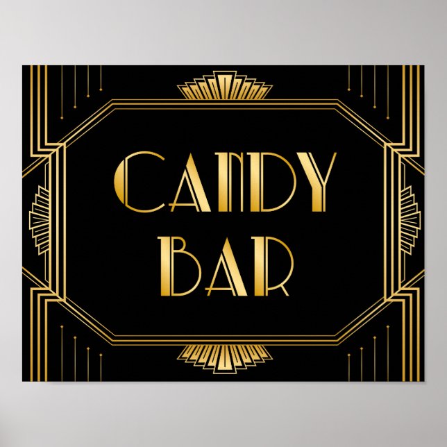 Pôster Sinal de casamento do Bar doce | Gatsby Art Deco (Frente)