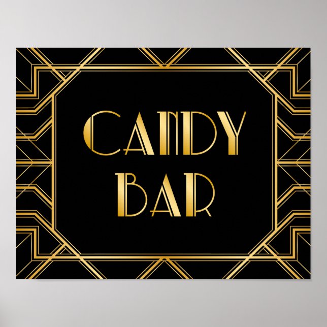 Poster Sinal de casamento do Bar doce | Gatsby Art Deco (Frente)