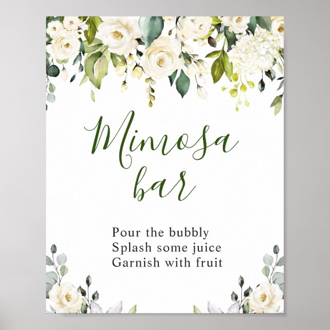 Poster Sinal de Casamento do Bar Elegante Eucalyptus Flor (Frente)