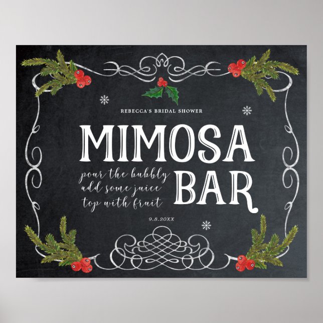 Poster sinal de casamento do bar mimosa de natal (Frente)