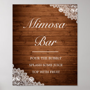 Poster Sinal de Casamento do Bar Rústico de Madeira e La