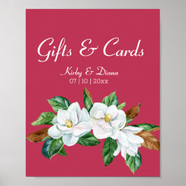 Poster Sinal de casamento do Buquê Magenta Magnolia