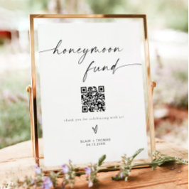 Poster Sinal de Casamento do Fundo Boho Honeymoon Minimal