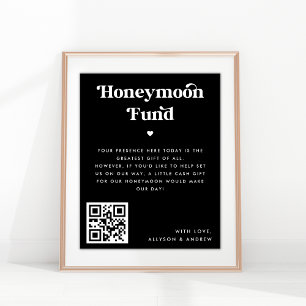 Poster Sinal de Casamento do Fundo Honeymoon Retro Script
