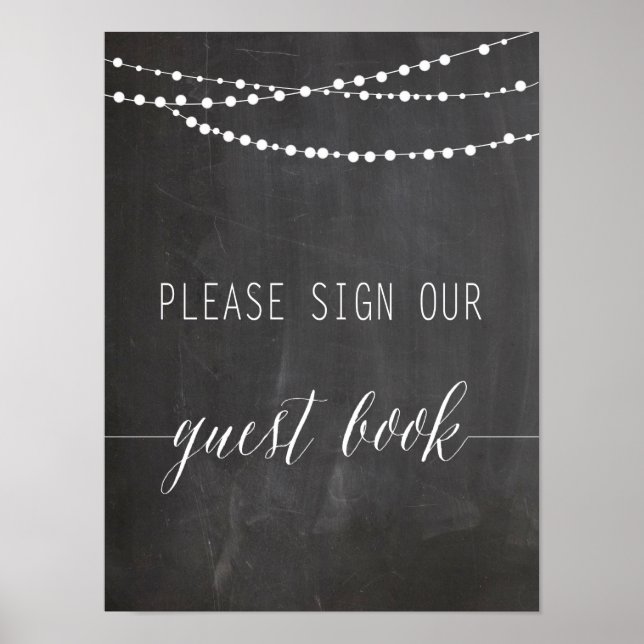 Pôster Sinal de Casamento do Livro de Convidados | Caligr (Frente)