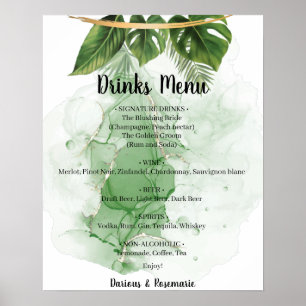 Poster Sinal de Casamento do Menu Tropical Palm Drinks