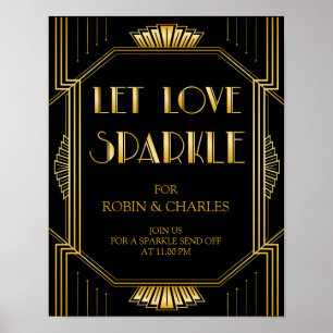 Poster Sinal de Casamento do Sparkle do Amor   Gatsby Art