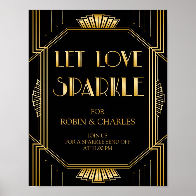 Poster Sinal de Casamento do Sparkle do Amor | Gatsby Art (Frente)