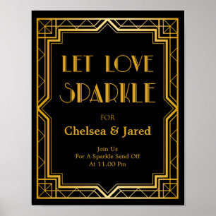 Pôster Sinal de Casamento do Sparkle do Amor Gatsby Art