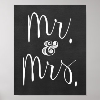 Pôster Sinal de Casamento do Sr. e Sra. Chalkboard