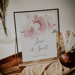 Poster Sinal de Casamento Doce Amor de Flor de Cerejeira