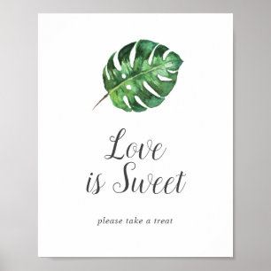 Poster Sinal de casamento Doce Amor de Palma Tropical Sel