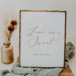 Poster Sinal de casamento doce amor em ouro delicado