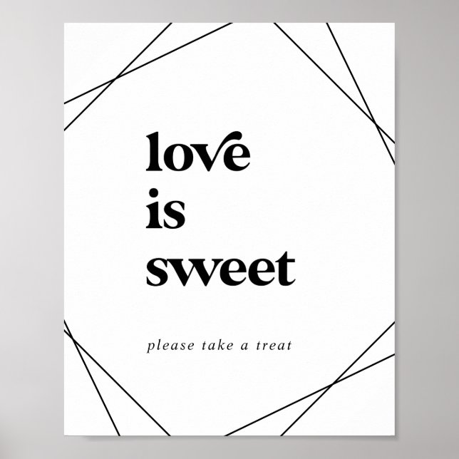 Poster Sinal de casamento Doce Amor Geométrico Moderno (Frente)