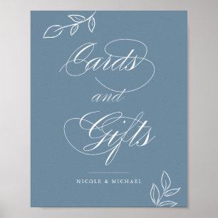 Poster Sinal de casamento Dusty Blue Botanical Cards & Gi