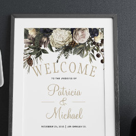 Poster Sinal de casamento elegante de boas-vindas para os