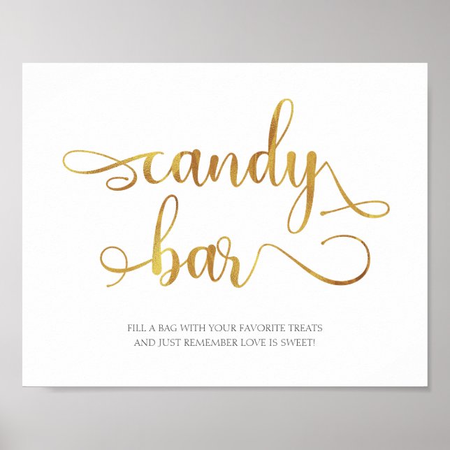 Poster Sinal de Casamento elegante de ouro simples e Bar  (Frente)