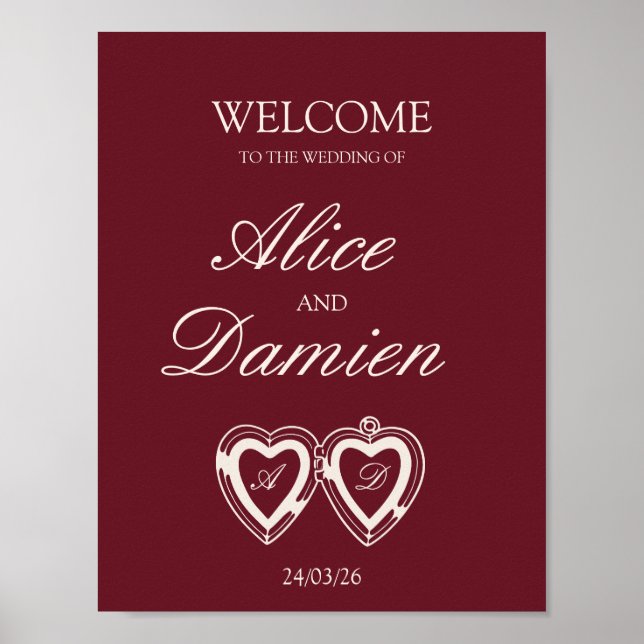 Poster Sinal de Casamento Elegante Dinheiro Antigo (Frente)