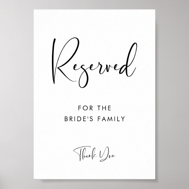 Poster Sinal de casamento Elegante e Moderno Reservado (Frente)