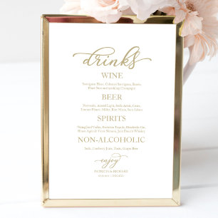 Poster Sinal de casamento elegante em dourado para barra