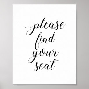 Poster Sinal de Casamento Elegante Por Favor Encontre Seu