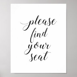 Poster Sinal de Casamento Elegante Por Favor Encontre Seu