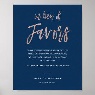 Poster Sinal de Casamento em Azul Marinho e Dourado Rosa 