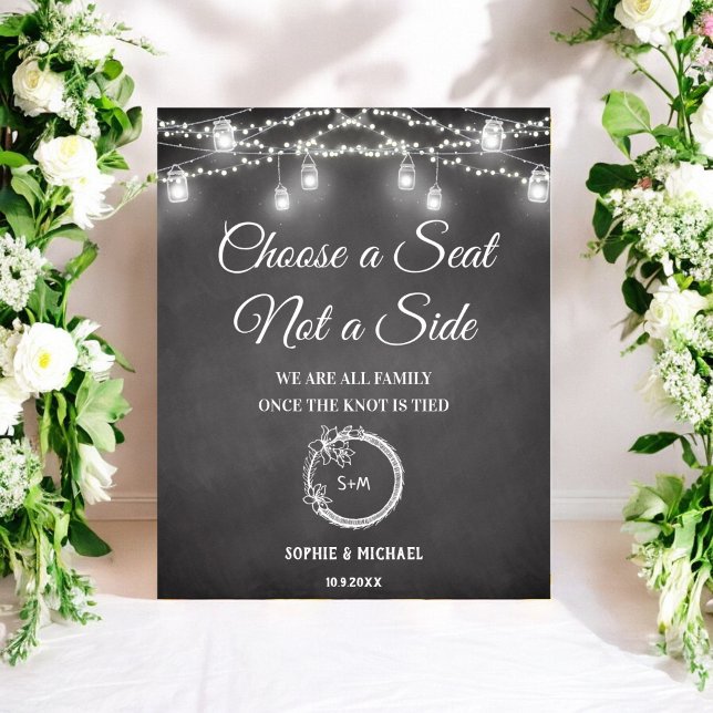 Poster Sinal de Casamento em Preto e Branco Escolha um As (Criador carregado)